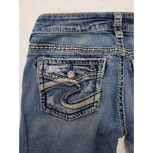 Silver Jeans Co. Aiko Flap Bootcut Jeans Womens W27xL31 Light Wash Distressed - Picture 16 of 16